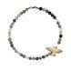 A smoky quartz necklace with a ceramic dove bird