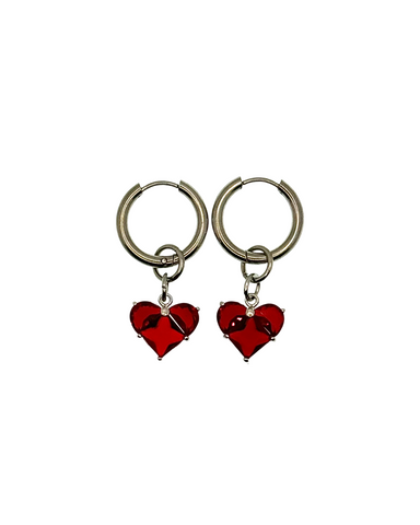 VALENTINES EARRINGS RED IN SILVER