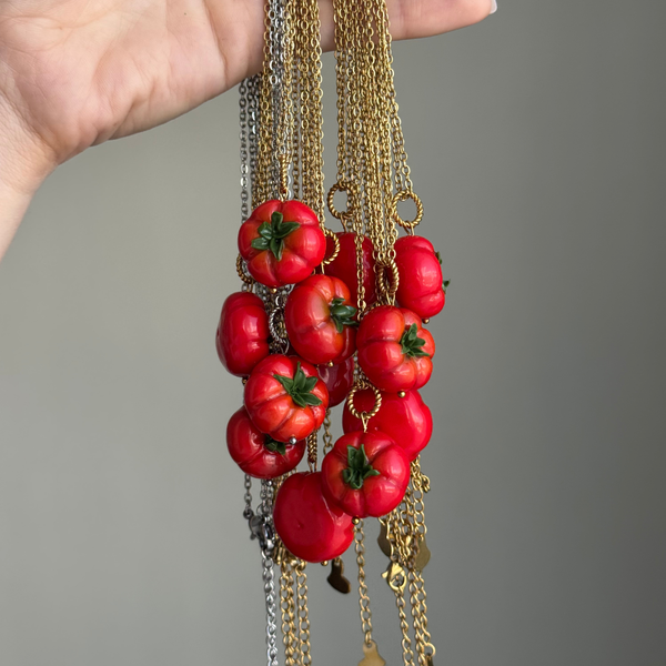 TOMATO pendant on a chain with gold-tone hardware