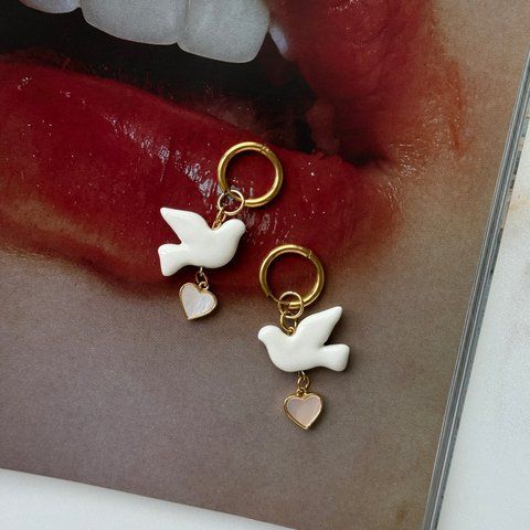 Earrings with ceramics birds GULI