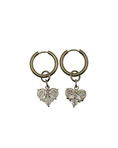 VALENTINES EARRINGS WHITE IN SILVER