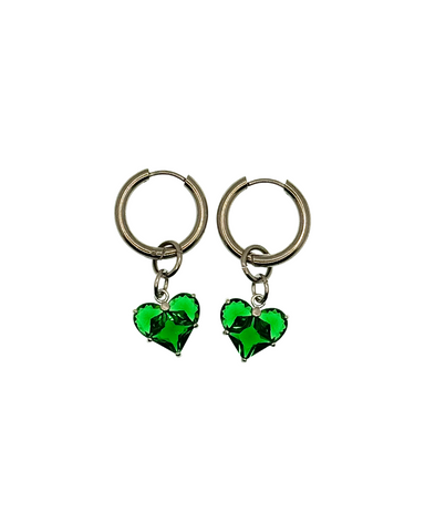 VALENTINES EARRINGS GREEN IN SILVER