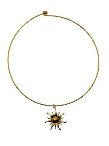 Pendant on a metal string sun, gold color