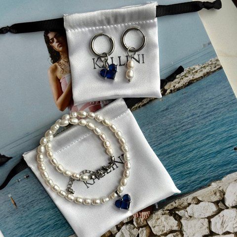 Сет JET'AIME BLUE в срібній фурнітурі Сет043 фото