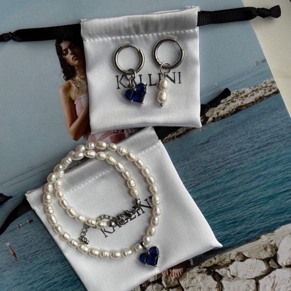 Сет JET'AIME BLUE в срібній фурнітурі Сет043 фото