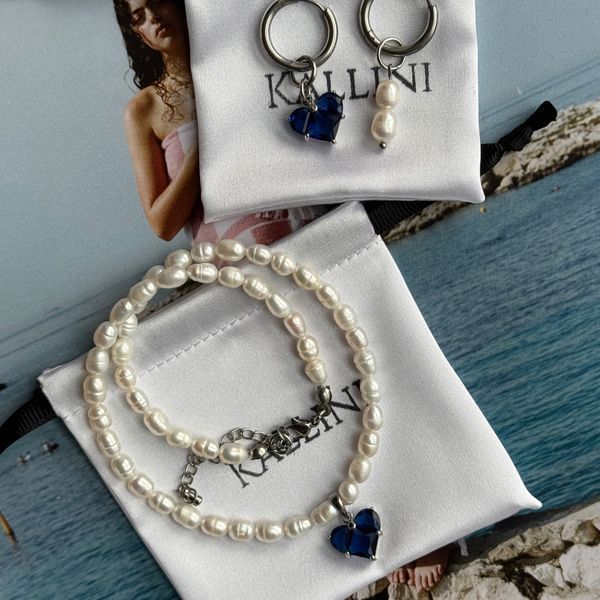 Сет JET'AIME BLUE в срібній фурнітурі Сет043 фото