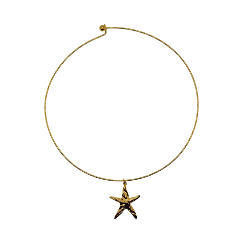 Pendant on a metal string, star, color-gold